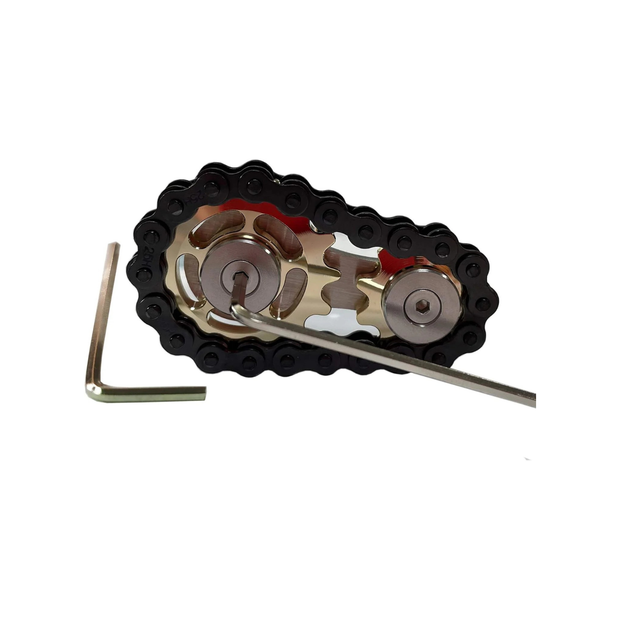 Stainless Steel Sprocket Fidget Cube – Gold and Black Kinetic Toy