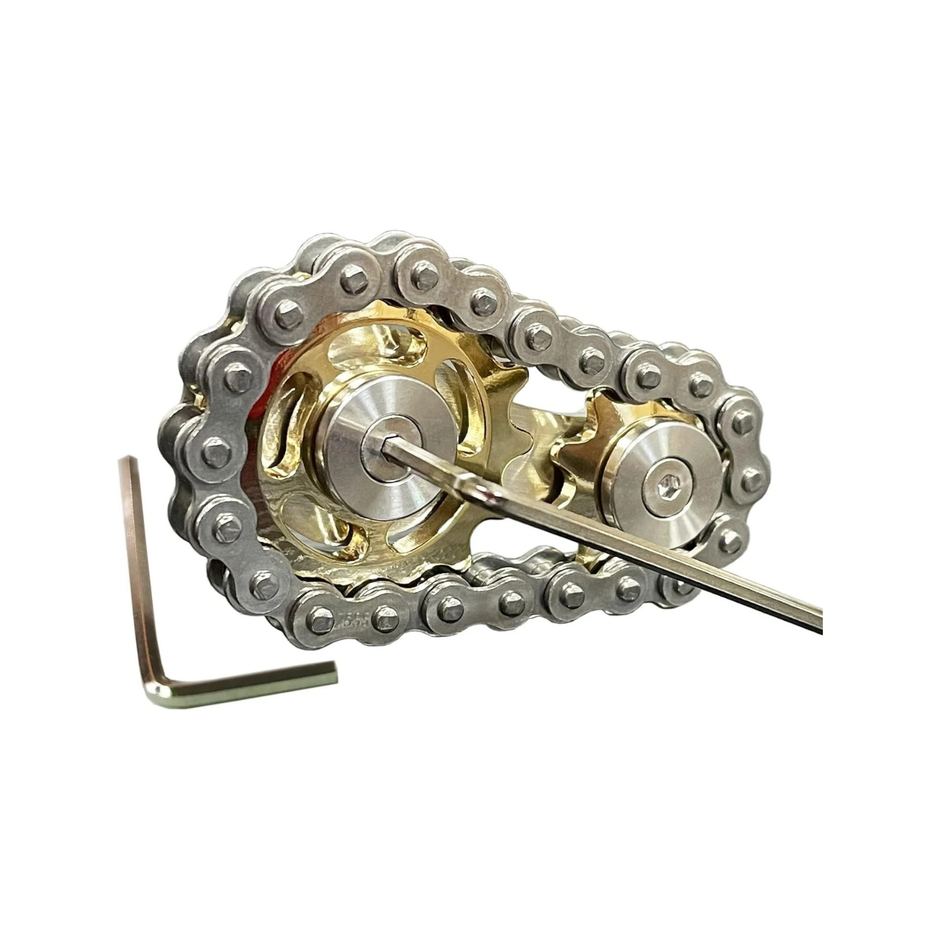 Stainless Steel Sprocket Fidget Cube – Gold Kinetic Desk Toy for Focus