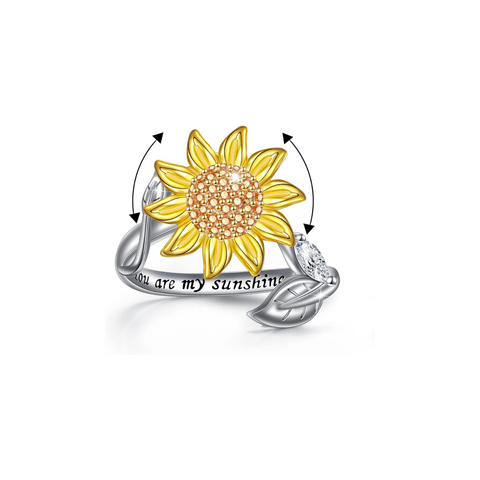 Daisy Spinner Ring – 925 Sterling Silver Sunflower Fidget Jewelry for Women