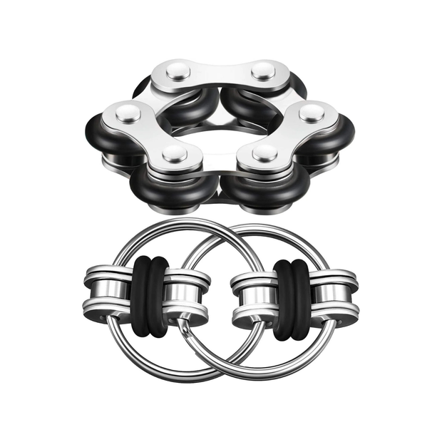 Fidget Toy Set – 6 Roller Chain & Key Flippy Chain Stress Relievers