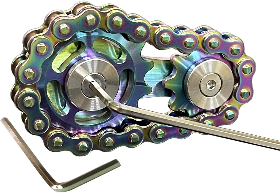 Stainless Steel Sprocket Fidget Cube - Kinetic Desk Toy for Focus and Meditation (Gold)