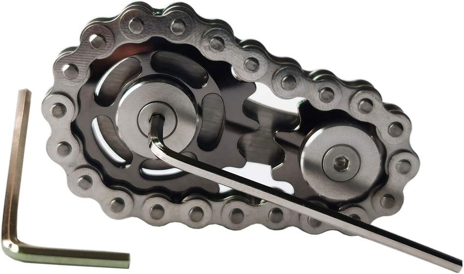 Stainless Steel Sprocket Fidget Cube - Kinetic Desk Toy for Focus and Meditation (Gold)