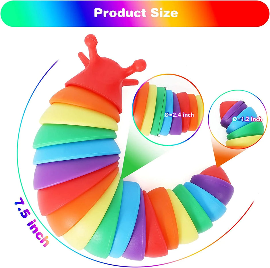 4-Piece Articulated Slug Fidget Toy Set, Sensory Tools for Autism Support and Stress Relief for Children and Adults
