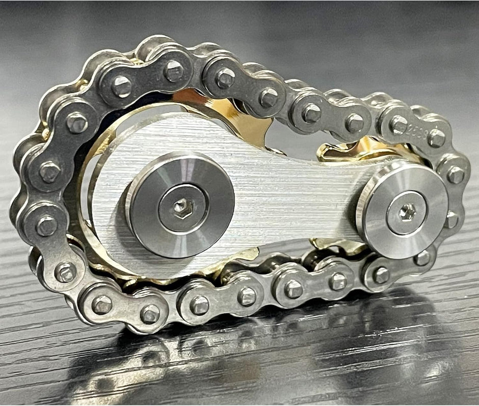 Stainless Steel Sprocket Fidget Cube - Kinetic Desk Toy for Focus and Meditation (Gold)