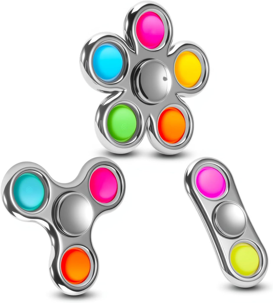 3-Pack Pop Fidget Spinners - Ideal for Party Favors, Classroom Prizes, and Sensory Play for Teens and Children - Perfect Birthday Gifts