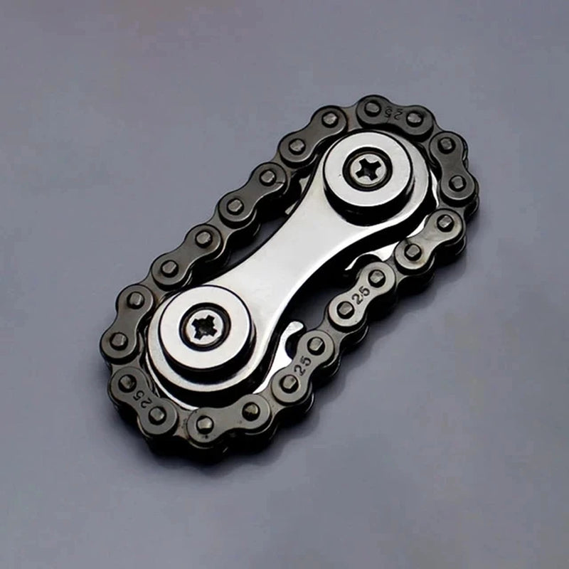 Sprocket Flywheel Fingertip Gyro Fidget Spinner - Metal Bike Chain EDC Stress Relief Toy for Adults and Kids