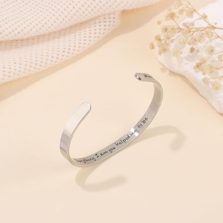 Personalized Inspirational Mantra Cuff Bracelet for Women -  Encouragement Gift for Friends