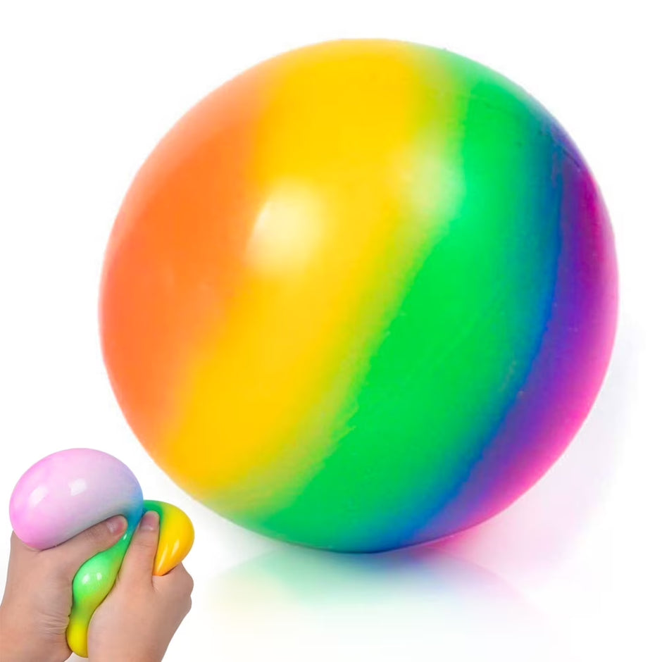 Rainbow Stress Relief Balls - 2.75 Inch Squishy Sensory Fidget Toys for Anxiety Relief for All Ages