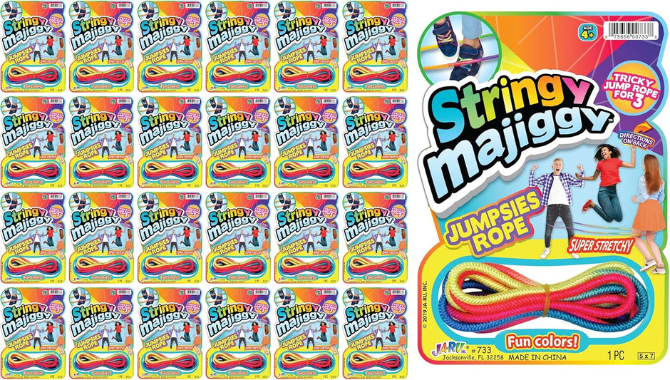 Fun-A-Ton Chinese Jump Rope Set for Children (24 Ropes) | Elastic Jump Ropes for PE Activities | Ideal for Indoor and Outdoor Playgrounds and Bulk Party Favors | Model F-733-24S
