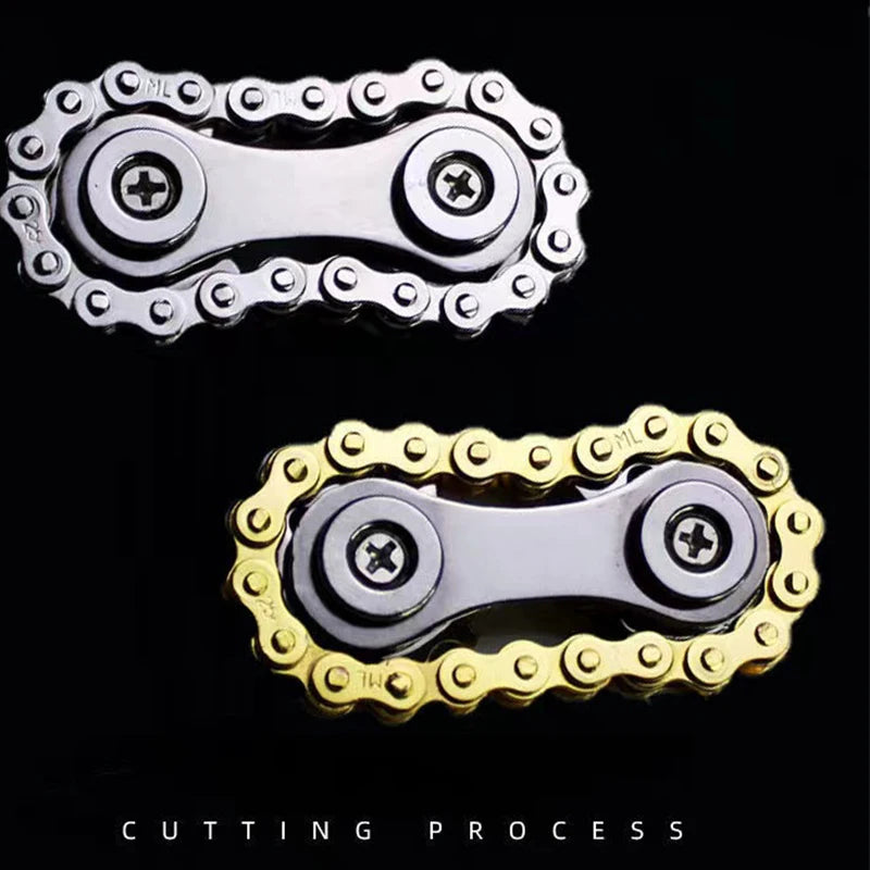 Sprocket Flywheel Fingertip Gyro Fidget Spinner - Metal Bike Chain EDC Stress Relief Toy for Adults and Kids