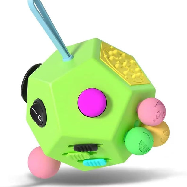 Fidget Dodecagon - 12-Sided Stress Relief Cube for Enhanced Focus and Anxiety Reduction, Ideal Travel Companion for All Ages (A5 Black)