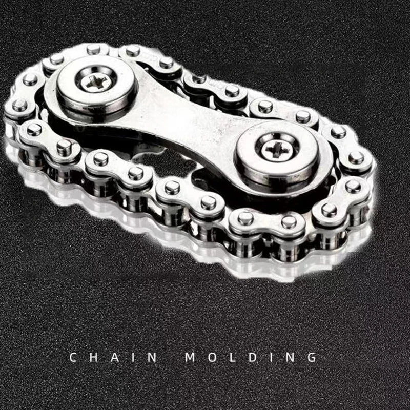 Sprocket Flywheel Fingertip Gyro Fidget Spinner - Metal Bike Chain EDC Stress Relief Toy for Adults and Kids