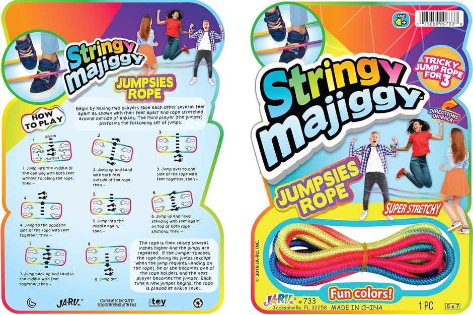 Fun-A-Ton Chinese Jump Rope Set for Children (24 Ropes) | Elastic Jump Ropes for PE Activities | Ideal for Indoor and Outdoor Playgrounds and Bulk Party Favors | Model F-733-24S
