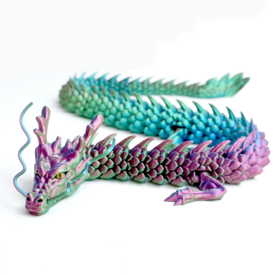 23.7-Inch Articulated 3D Printed Dragon Figurine with Eyes, Flexible Joint Model for Stress Relief and Fidgeting, Ideal Gift for Fantasy Enthusiasts and ADHD Support