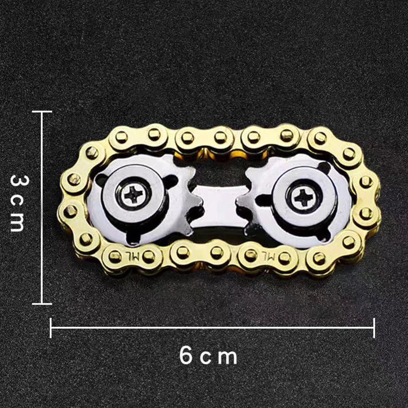 Sprocket Flywheel Fingertip Gyro Fidget Spinner - Metal Bike Chain EDC Stress Relief Toy for Adults and Kids