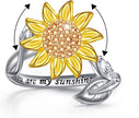 Sterling Silver Spinner Sunflower Ring - 