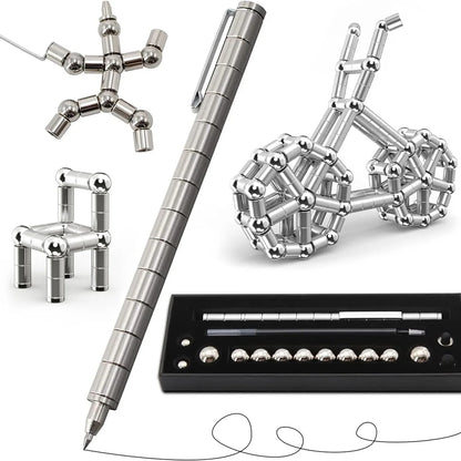 Dual-End Magnetic Fidget Pen - Stress Relief Desk Accessory and Smooth Writing Instrument for Educational and Professional Environments