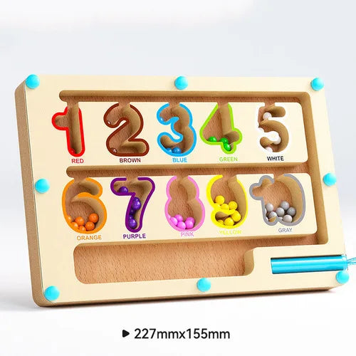 Wooden Magnetic Color and Number Maze Educational Toy for Children - Montessori Color Matching Learning Tool