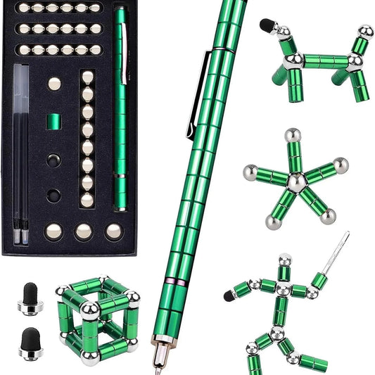 Dual-End Magnetic Fidget Pen - Stress Relief Desk Accessory and Smooth Writing Instrument for Educational and Professional Environments