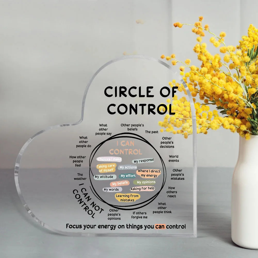 Acrylic Circle Sign for Mental Health Awareness - Focus on Controllable Factors Party Supplies and Art Craft Ornament