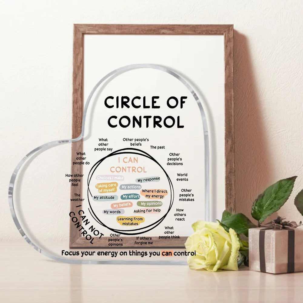 Acrylic Circle Sign for Mental Health Awareness - Focus on Controllable Factors Party Supplies and Art Craft Ornament