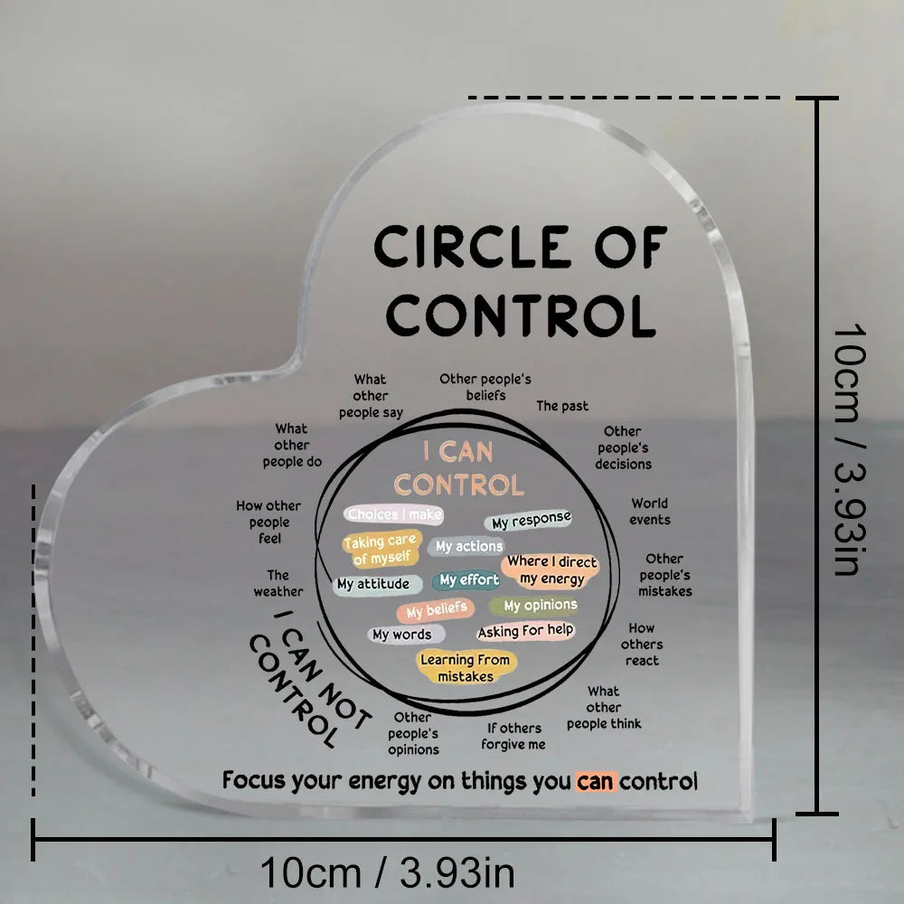 Acrylic Circle Sign for Mental Health Awareness - Focus on Controllable Factors Party Supplies and Art Craft Ornament