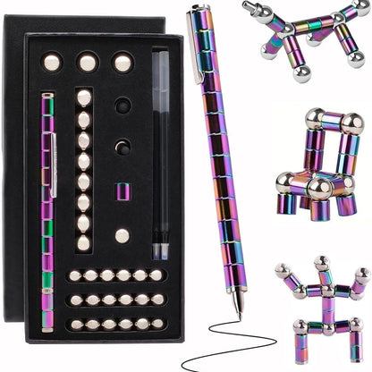 Dual-End Magnetic Fidget Pen - Stress Relief Desk Accessory and Smooth Writing Instrument for Educational and Professional Environments