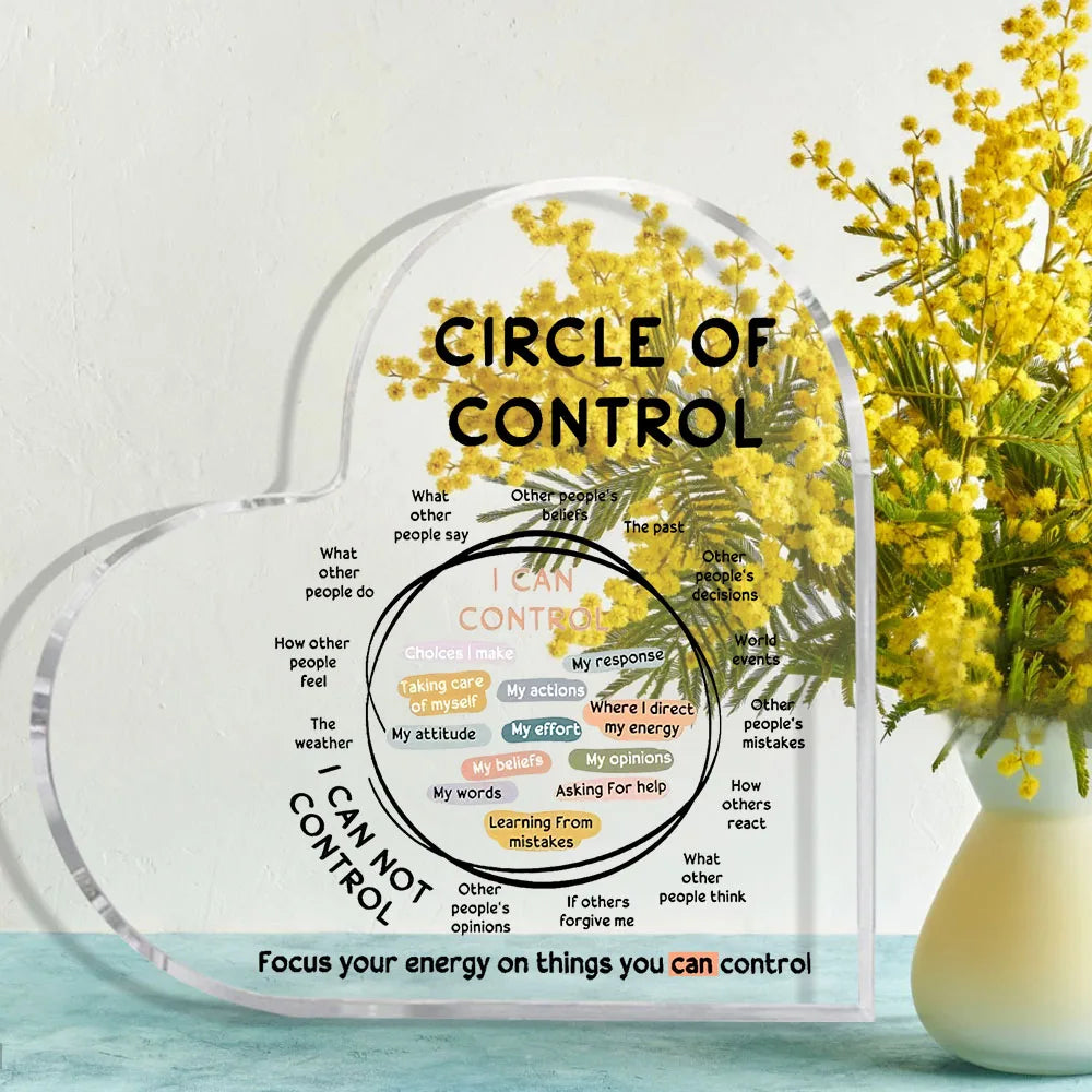 Acrylic Circle Sign for Mental Health Awareness - Focus on Controllable Factors Party Supplies and Art Craft Ornament
