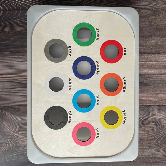 Engage Your Child's Imagination with the Montessori Sensory Tray Board Game - A Fun & Educational Wooden Color Sorting Puzzle for Ages 6-12!