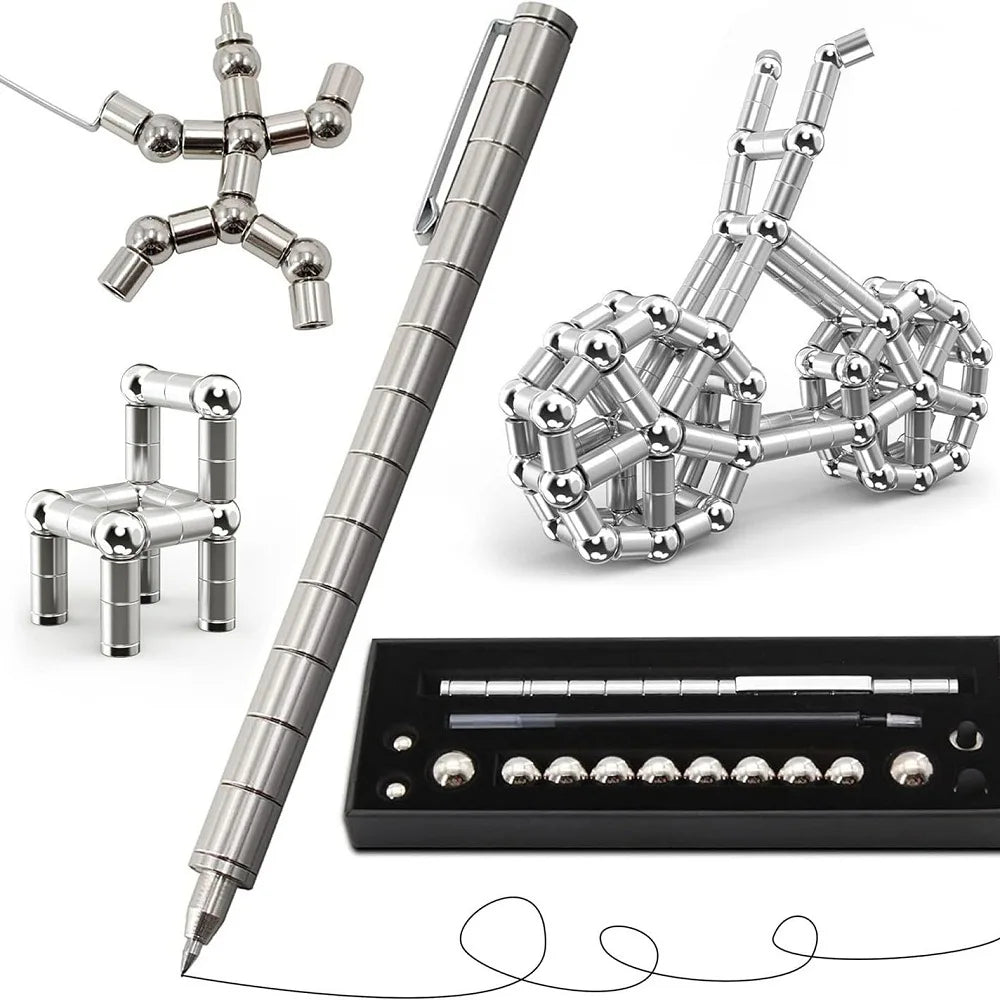 Dual-End Magnetic Fidget Pen - Stress Relief Desk Accessory and Smooth Writing Instrument for Educational and Professional Environments