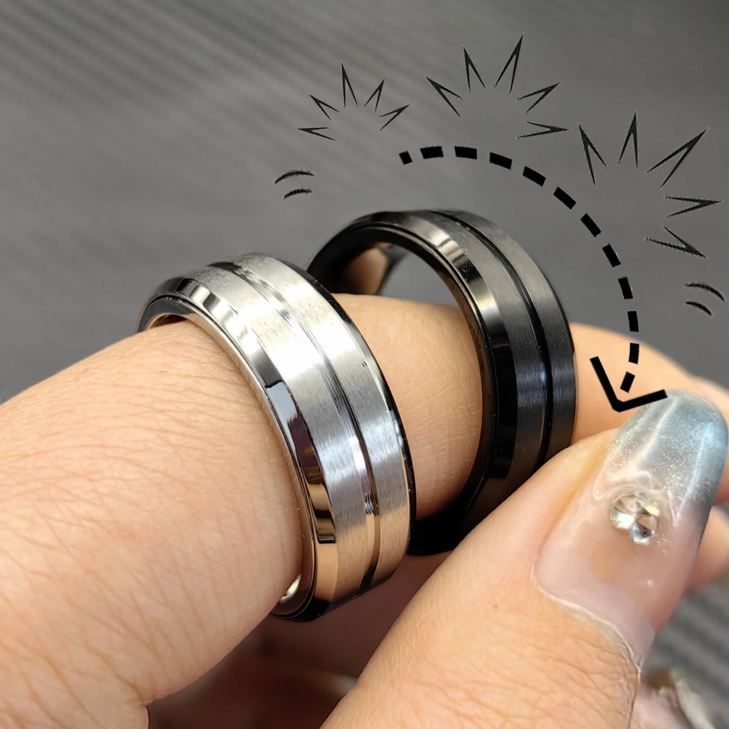 Metal Fidget Slider Rings - Stress Relief Accessory for Adults with ADHD