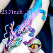 23.7-Inch Articulated 3D Printed Dragon Figurine with Eyes, Flexible Joint Model for Stress Relief and Fidgeting, Ideal Gift for Fantasy Enthusiasts and ADHD Support