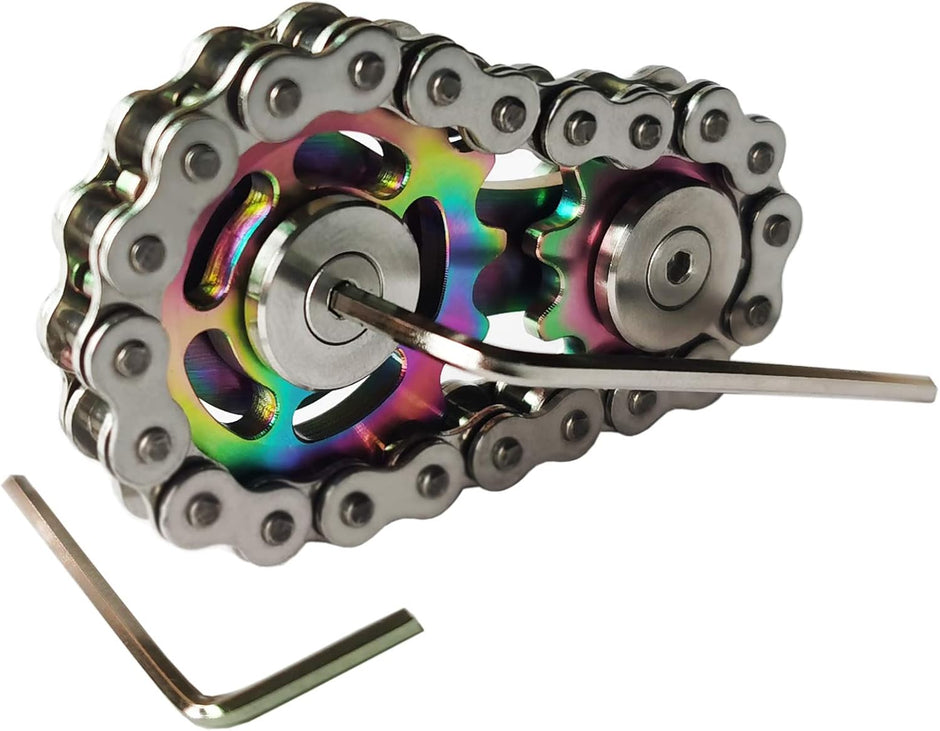 Stainless Steel Sprocket Fidget Cube - Kinetic Desk Toy for Focus and Meditation (Gold)