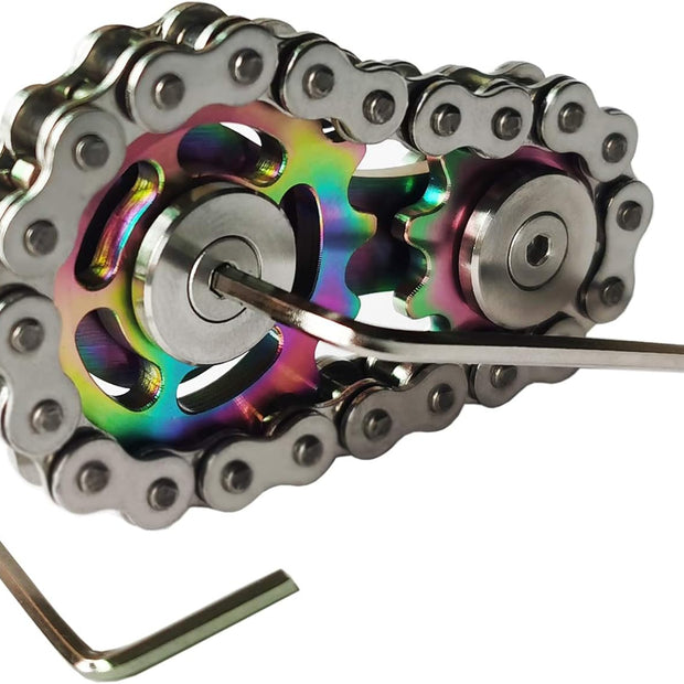 Stainless Steel Sprocket Fidget Cube - Kinetic Desk Toy for Focus and Meditation (Gold)