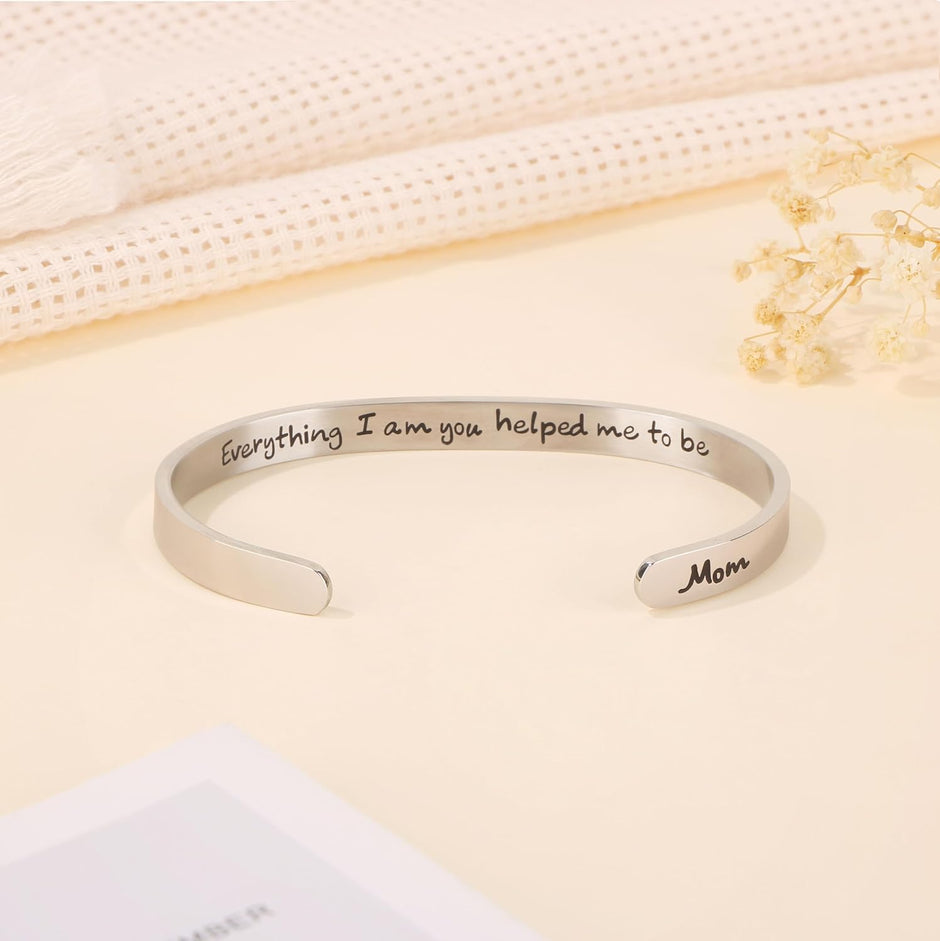 Personalized Inspirational Mantra Cuff Bracelet for Women -  Encouragement Gift for Friends