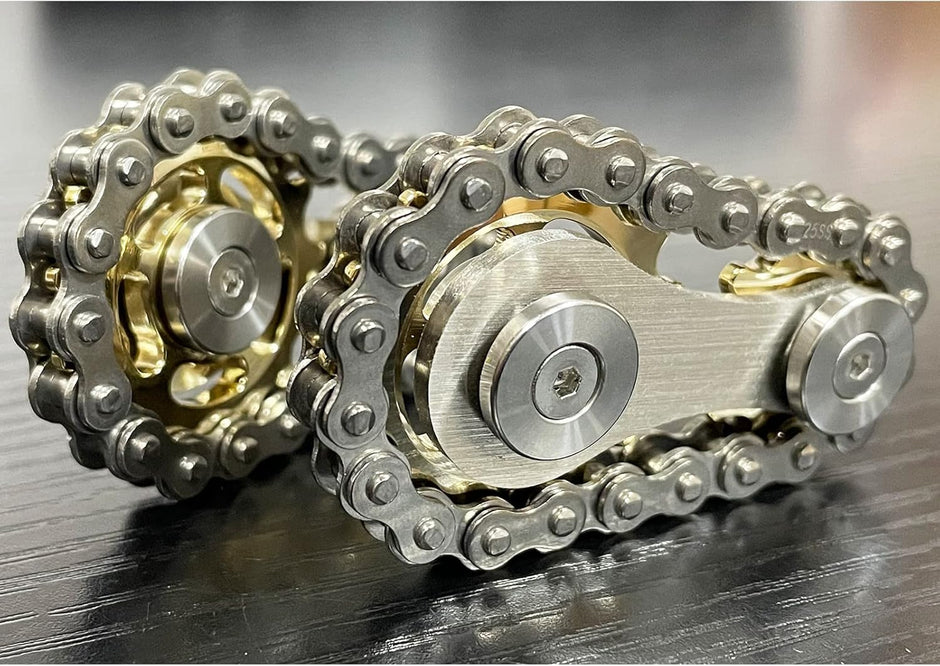 Stainless Steel Sprocket Fidget Cube - Kinetic Desk Toy for Focus and Meditation (Gold)