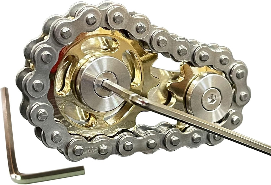 Stainless Steel Sprocket Fidget Cube - Kinetic Desk Toy for Focus and Meditation (Gold)